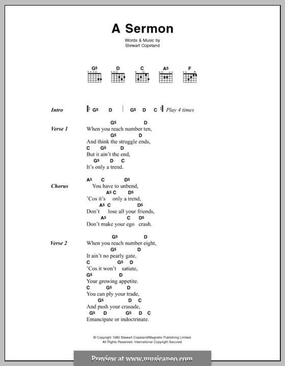 A Sermon (The Police): Letras e Acordes by Stewart Copeland