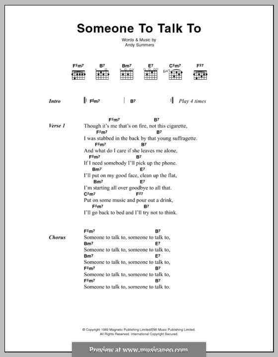 Someone To Talk To (The Police): Letras e Acordes by Andy Summers