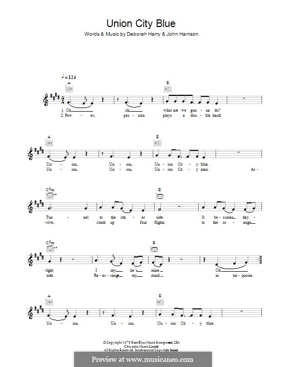 Union City Blue (Blondie): melodía,letras e acordes by Deborah Harry, John Harrison, Nigel Harrison