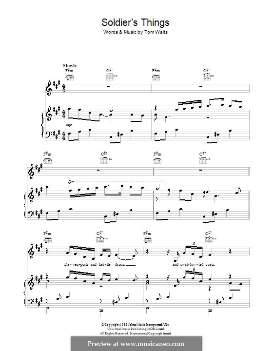 Soldier's Things: Para vocais e piano (ou Guitarra) by Tom Waits