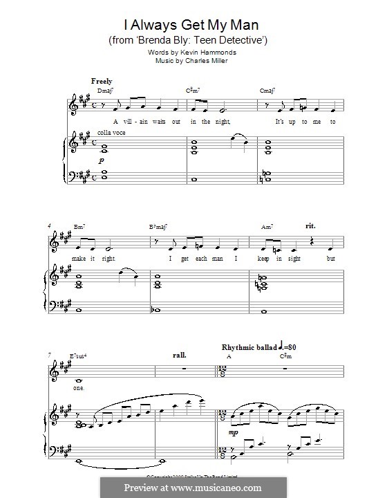 I Always Get My Man (from Brenda Bly: Teen Detective): Para vocais e piano by Charles Miller