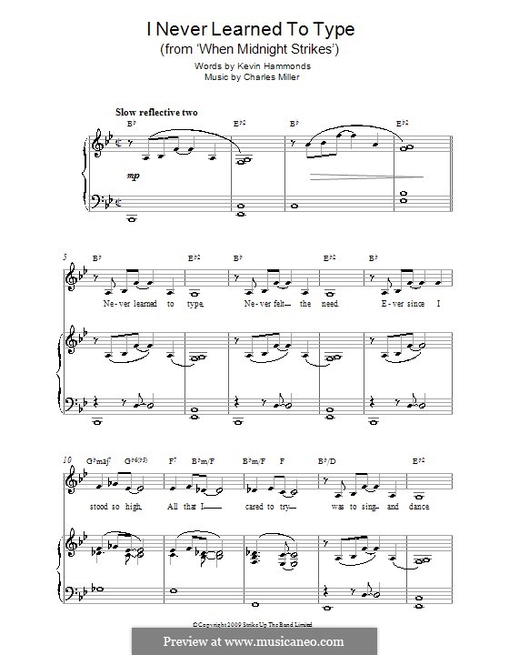 I Never Learned to Type (from When Midnight Strikes): Para vocais e piano by Charles Miller