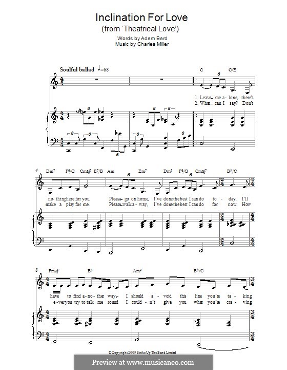 Inclination for Love (from Theatrical Love): Para vocais e piano by Charles Miller