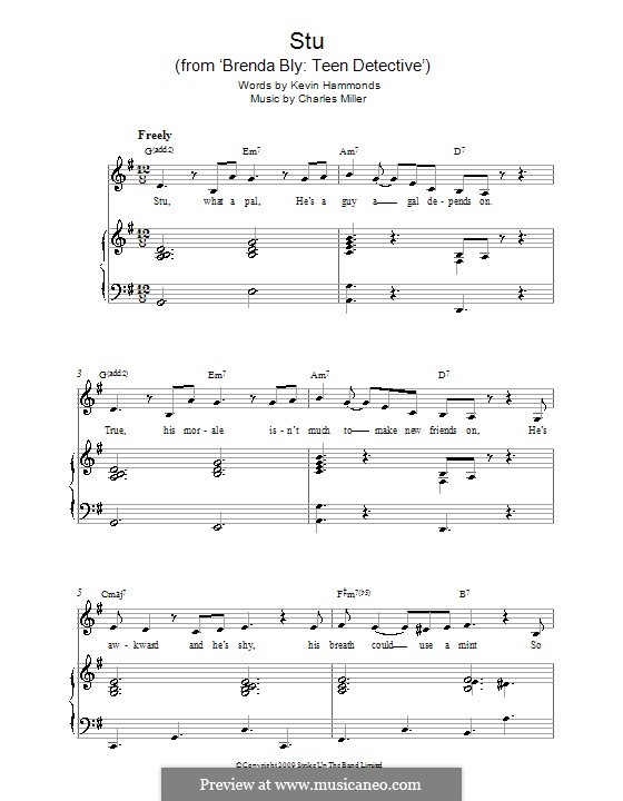Stu (from Brenda Bly: Teen Detective): Para vocais e piano by Charles Miller