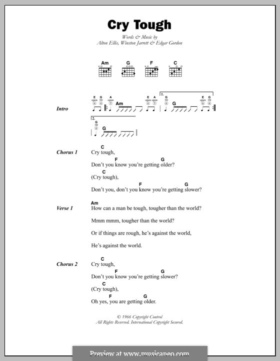 Cry Tough (Alton Ellis): Letras e Acordes by Edgar Gordon, Winston Jarrett