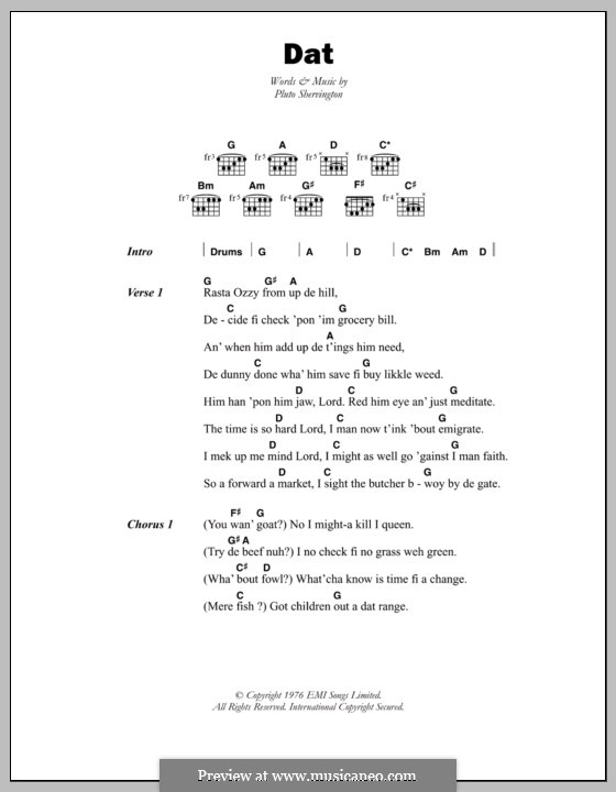 Dat: Letras e Acordes by Pluto Shervington