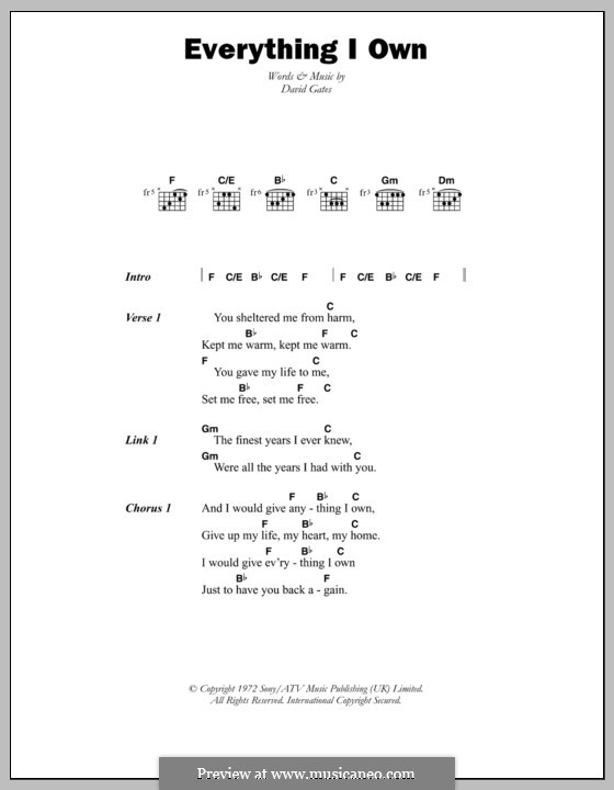 Everything I Own (Bread) por D. Gates Partituras on músicaNeo