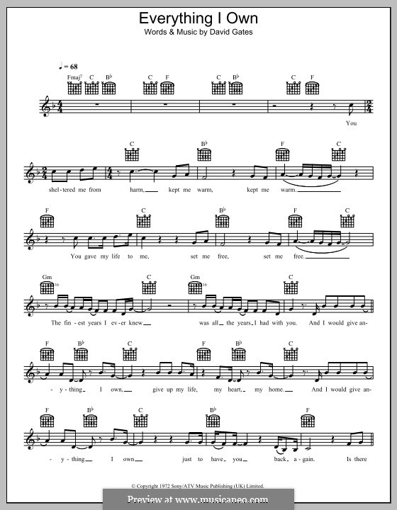Everything I Own (Bread) por D. Gates Partituras on músicaNeo
