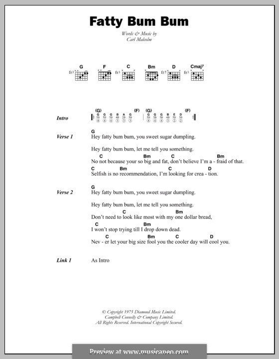 Fatty Bum Bum: Letras e Acordes by Carl Malcolm