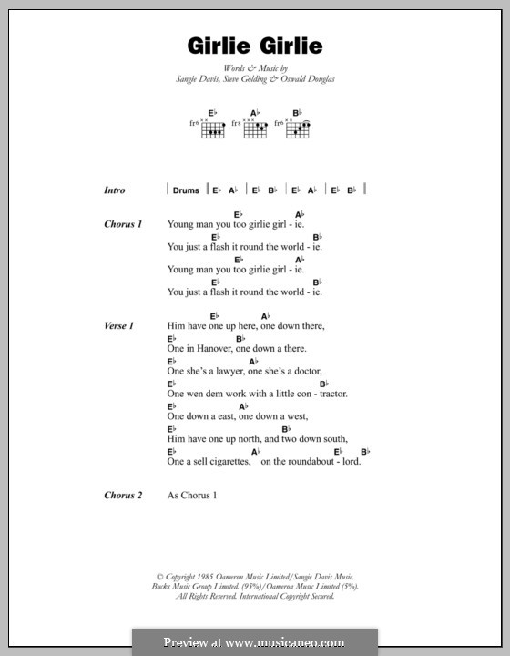 Girlie Girlie (Sophia George): Letras e Acordes by Oswald Douglas, Sangie Davis, Steve Golding