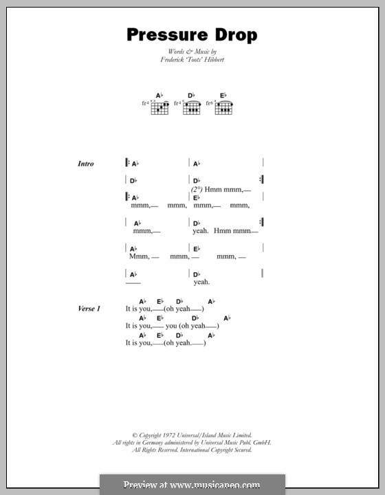 Pressure Drop (Toots and The Maytals): Letras e Acordes by Toots Hibbert