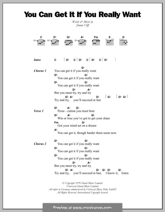 You Can Get It if You Really Want (Desmond Dekker): Letras e Acordes by Jimmy Cliff