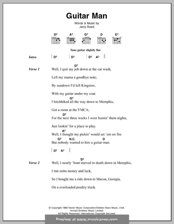 Guitar Man (Elvis Presley): Letras e Acordes by Jerry Reed