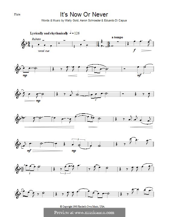 It's Now or Never (Elvis Presley): para flauta by Eduardo di Capua, Aaron Schroeder, Wally Gold