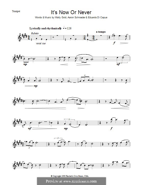It's Now or Never (Elvis Presley): para trompeta by Eduardo di Capua, Aaron Schroeder, Wally Gold