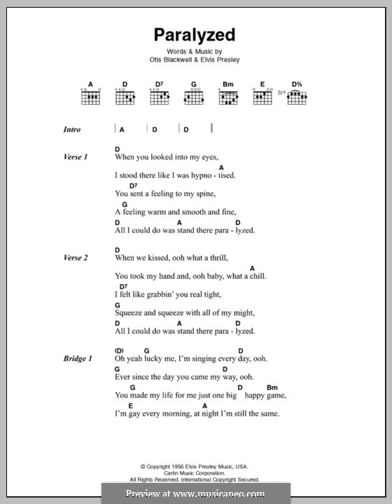 Paralyzed (Elvis Presley): Letras e Acordes by Otis Blackwell