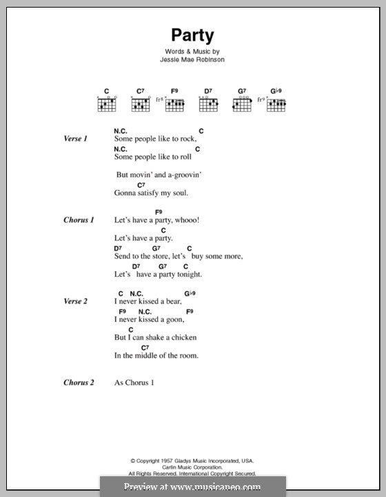 Party: Letras e acordes (Elvis Presley) by Jessie Mae Robinson