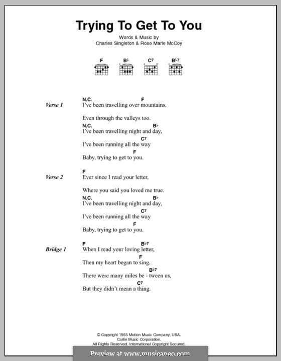 Trying to Get to You (Elvis Presley): Letras e Acordes by Charles Singleton, Rose Marie McCoy