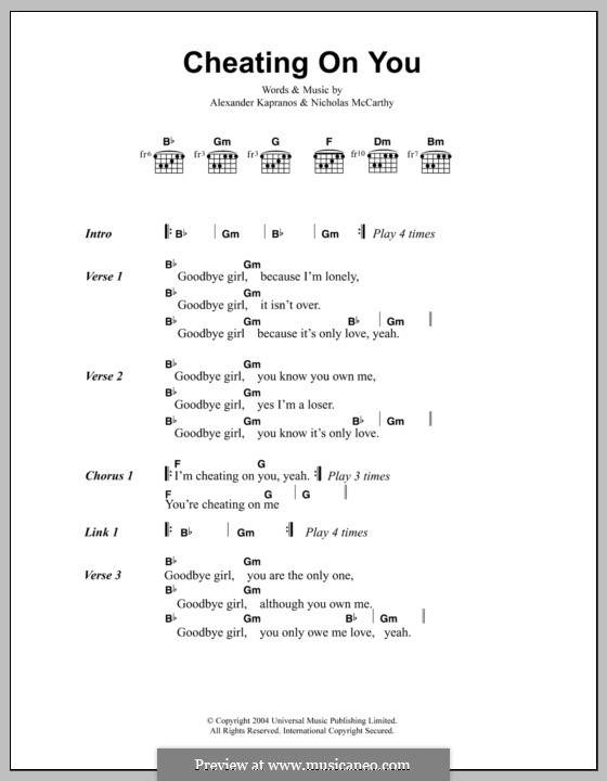 Cheating on You (Franz Ferdinand): Letras e Acordes by Alexander Kapranos, Nicholas McCarthy