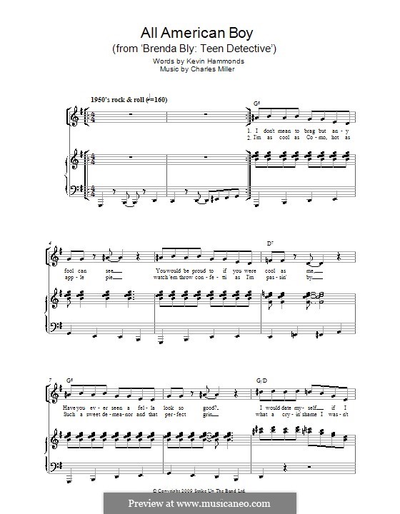 All American Boy (from Brenda Bly: Teen Detective): Para vocais e piano by Charles Miller