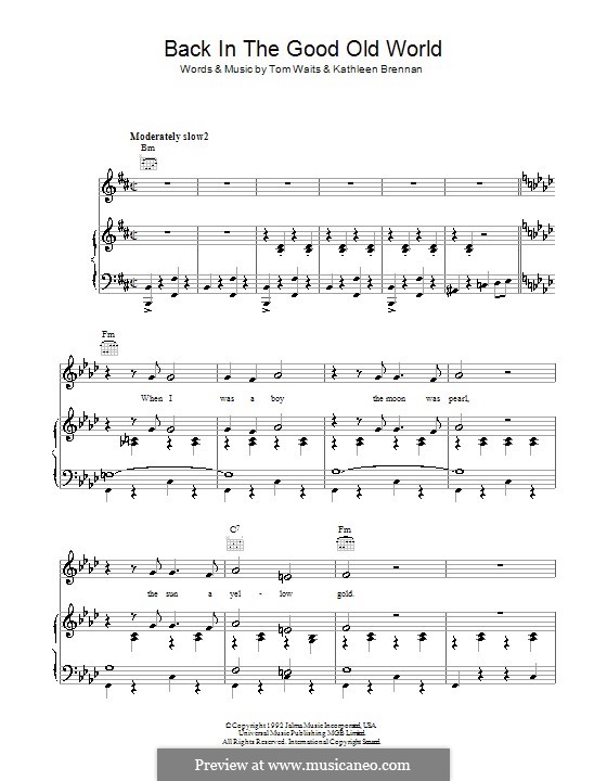 Back in the Good Old World: Para vocais e piano (ou Guitarra) by Kathleen Brennan