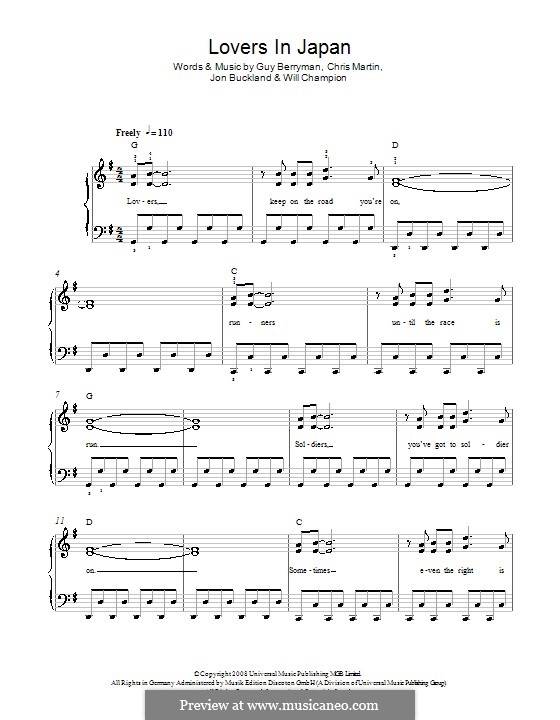 Lovers in Japan (Coldplay): Facil para o piano by Chris Martin, Guy Berryman, Jonny Buckland, Will Champion