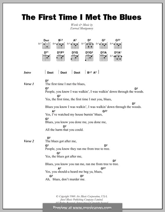 The First Time I Met the Blues: Letras e Acordes by Eurreal Montgomery