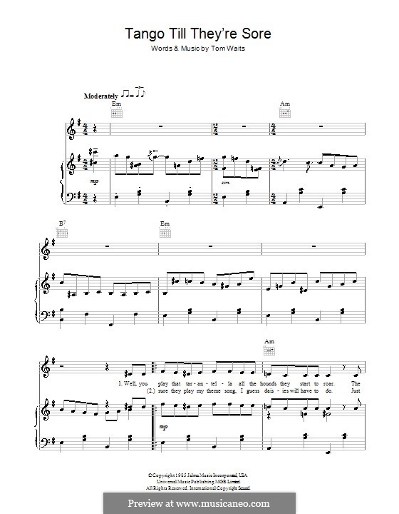 Tango Till They're Sore: Para vocais e piano (ou Guitarra) by Tom Waits