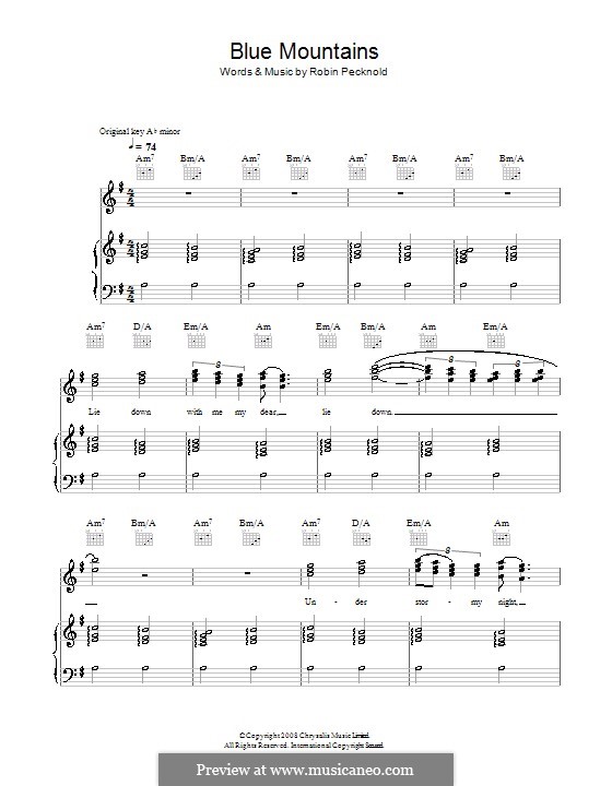 Blue Ridge Mountains (Fleet Foxes): Para vocais e piano (ou Guitarra) by Robin Pecknold