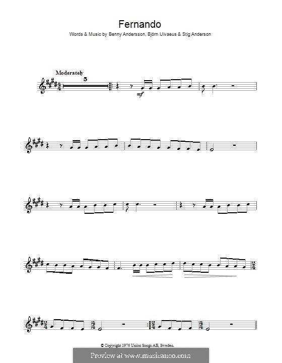 Fernando (ABBA): para Saxofone Alto by Benny Andersson, Björn Ulvaeus, Stig Anderson
