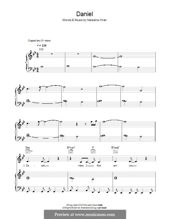 Daniel (Bat for Lashes): Para vocais e piano (ou Guitarra) by Natasha Khan