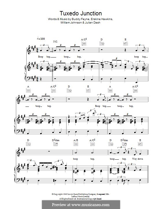 Tuxedo Junction: For voice and piano or guitar (The Manhattan Transfer) by Buddy Feyne, Erskine Hawkins, Julian Dash, William Johnson