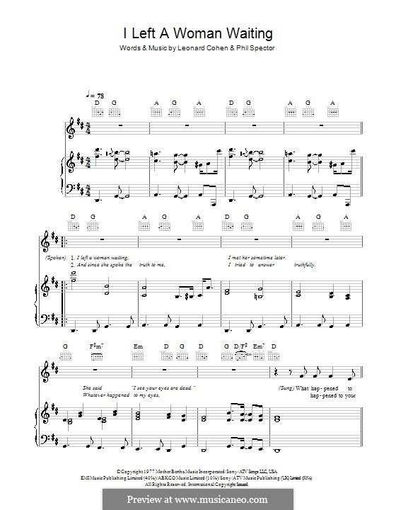 I Left a Woman Waiting: Para vocais e piano (ou Guitarra) by Phil Spector