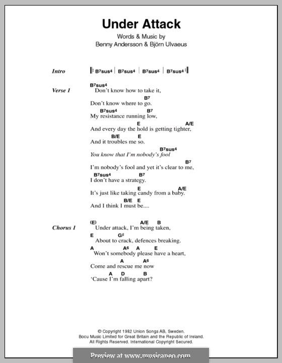 Under Attack (ABBA): Letras e Acordes by Benny Andersson, Björn Ulvaeus