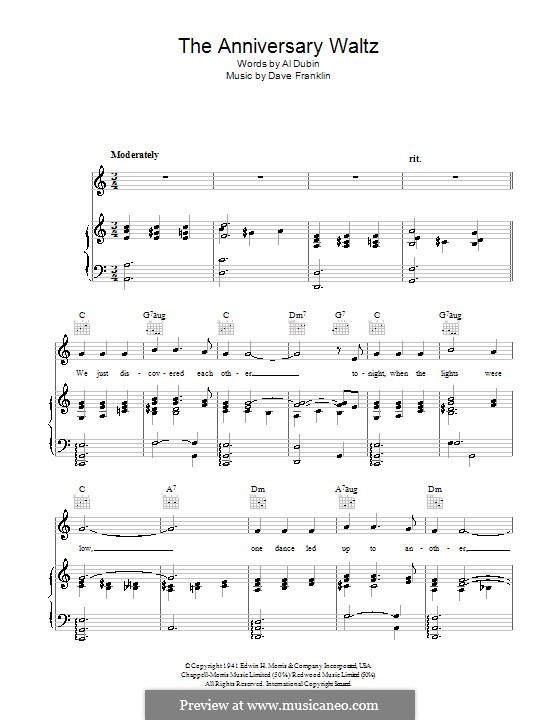 The Anniversary Waltz (Bing Crosby): Para vocais e piano (ou Guitarra) by Dave Franklin