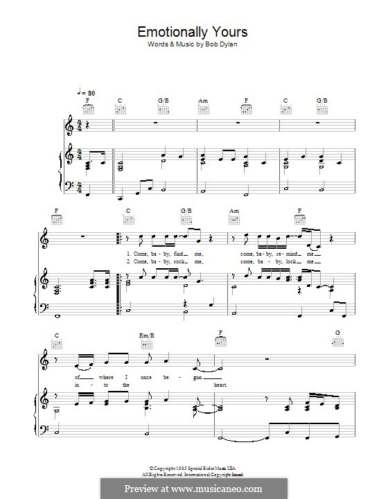 Emotionally Yours: Para vocais e piano (ou Guitarra) by Bob Dylan