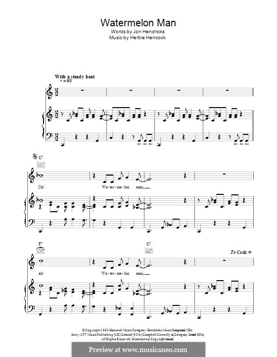 Watermelon Man: Para vocais e piano (ou Guitarra) by Herbie Hancock