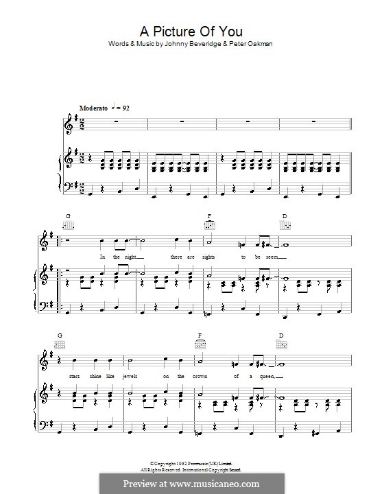 A Picture of You (Joe Brown): Para vocais e piano (ou Guitarra) by Johnny Beveridge, Peter Oakman