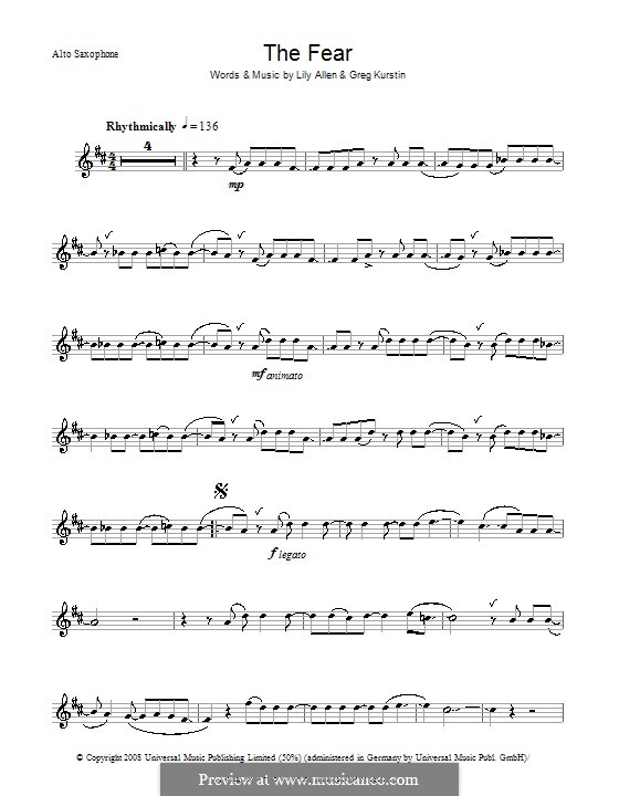 The Fear: para Saxofone Alto by Greg Kurstin, Lily Allen