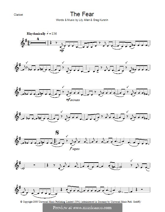 The Fear: para clarinete by Greg Kurstin, Lily Allen