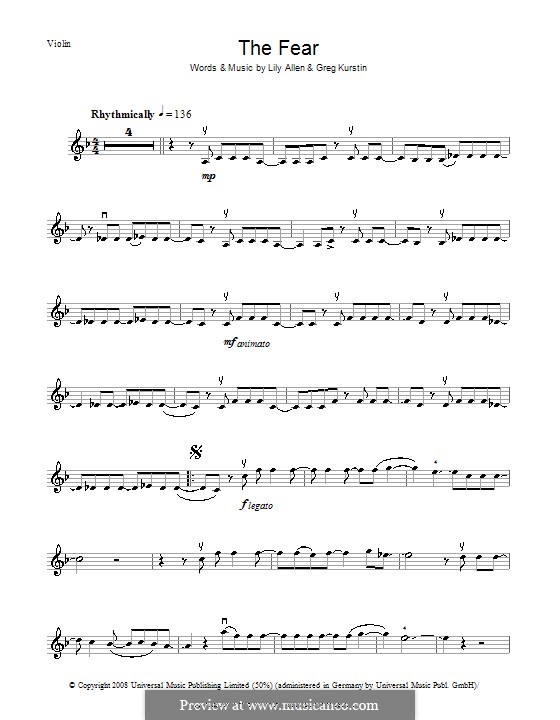 The Fear: para violino by Greg Kurstin, Lily Allen