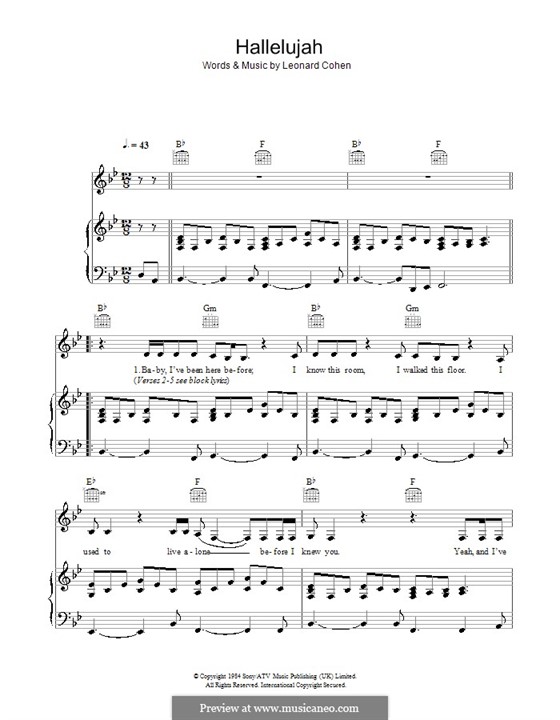 Vocal version: para voz e piano ou guitarra (B Flat maior) by Leonard Cohen