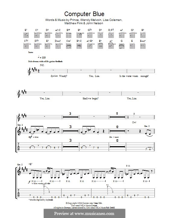 Computer Blue (Prince): Para guitarra com guia by John Nelson, Lisa Coleman, Matthew Fink, Wendy Melvoin