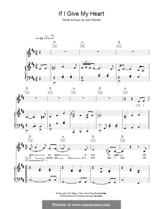 If I Give My Heart (Eva Cassidy): Para vocais e piano (ou Guitarra) by John Pennell