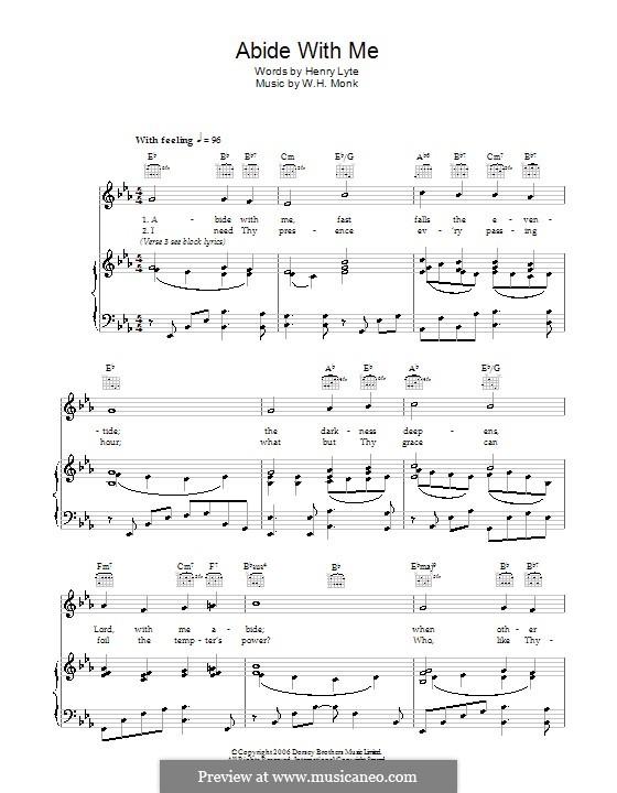 Abide with Me: Para vocais e piano (ou Guitarra) by William Henry Monk