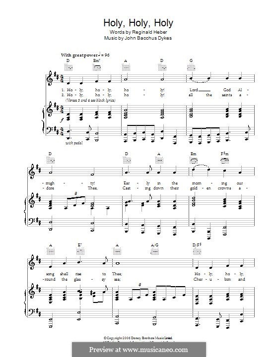 Holy, Holy, Holy! Lord God Almighty: Para vocais e piano (ou Guitarra) by John Bacchus Dykes