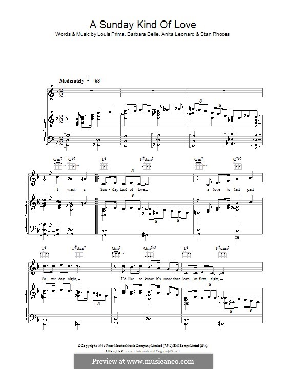 A Sunday Kind of Love: para voz e piano ou guitarra (Ella Fitzgerald) by Anita Leonard, Barbara Belle, Louis Prima, Stan Rhodes