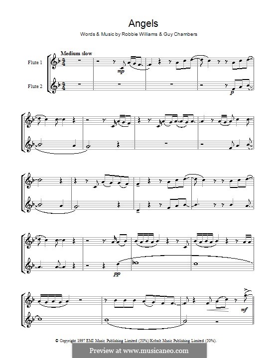 Angels: para duas flautas by Guy Chambers, Robbie Williams