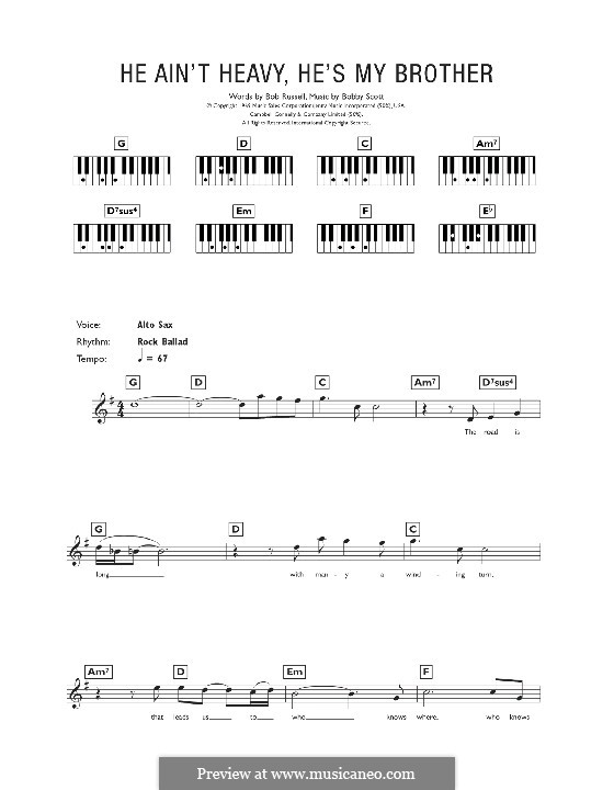 He Ain't Heavy, He's My Brother: para teclado by Bobby Scott