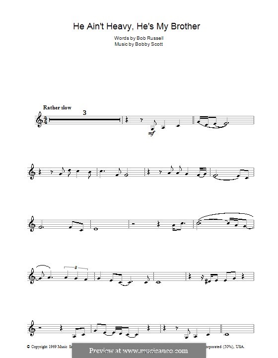 He Ain't Heavy, He's My Brother: para clarinete by Bobby Scott